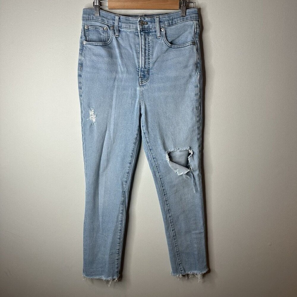 Madewell Jeans Womens 29 The Perfect Vintage Crop Blue Denim‎ Distressed Stretch